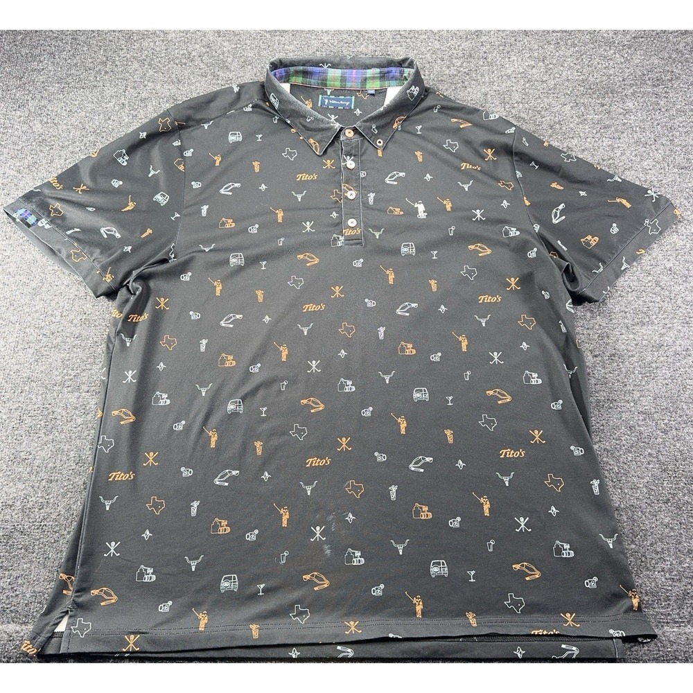 William Murray x Titos Vodka Black Golf Polo Mens 2XL Shirt Performance *